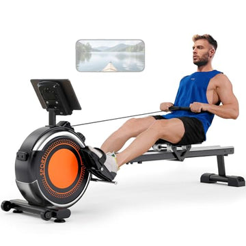 2026 Rowing Machines for Home Use, Rowing Machine Magnetic Rower, Max 350 LBS, 16 Levels of Workout Resistance, Dual Slide Rail, Bluetooth App Compatible, LCD Monitor, Row Machine for Gym Exercise