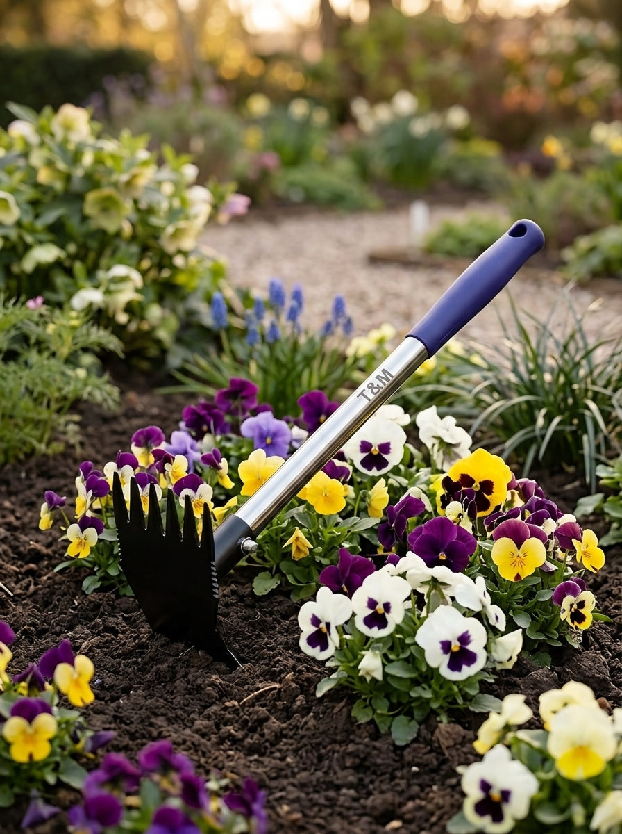 2-in-1 garden hoe and weed rake