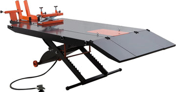 2026 MT1500X 1500LB Air-Operated Motorcycle & ATV Lift Table 48" Wide with Side Extensions, 2-Year Warranty