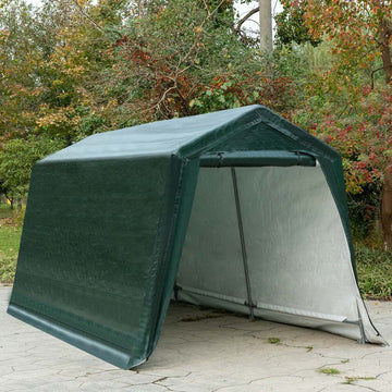 2026 8 x 14 FT Heavy Duty Steel Enclosed Carport Car Tent Canopy Outdoor Garage Storage Shelter Shed with Waterproof Ripstop Cover