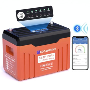 2026 12V 100AH LiFePO4 Lithium Battery with Bluetooth, Max.1280Wh Energy, Low Temperature Protection, Group 24, Built-in 100A BMS, Perfect for Trolling Motor, RV, Boat, Solar Off-Grid