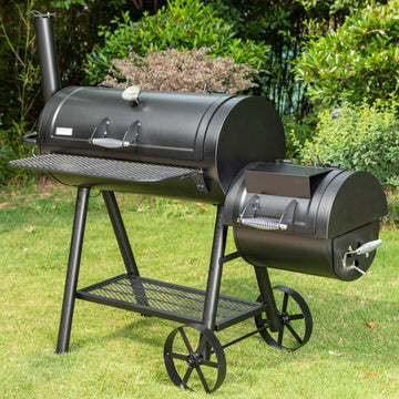 2026 941 Sq.in. Overlarge BBQ Charcoal Grill with Offset Smoker, Black