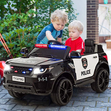2026 Kids Ride On Police Car 12V Battery Powered Electric Riding Toy Truck Car with LED Siren Flashing Light