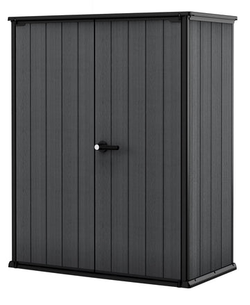 2026 Cortina Alto Vertical Durable Resin Outdoor Storage Shed with Heavy Duty Floor and Locking Latch Double Doors, Graphite