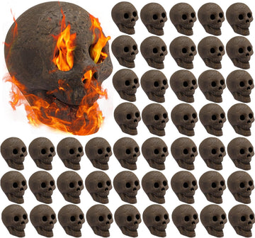 2026 48-Pack Fire Pit Skulls, Halloween Skull Stone Decorations