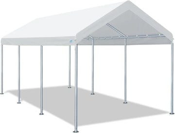 2026 10x20 ft Heavy Duty Carport Potable Car Canopy Garage Party Tent Boat Shelter, Adjustable Height from 9.5 ft to 11 ft, Beige