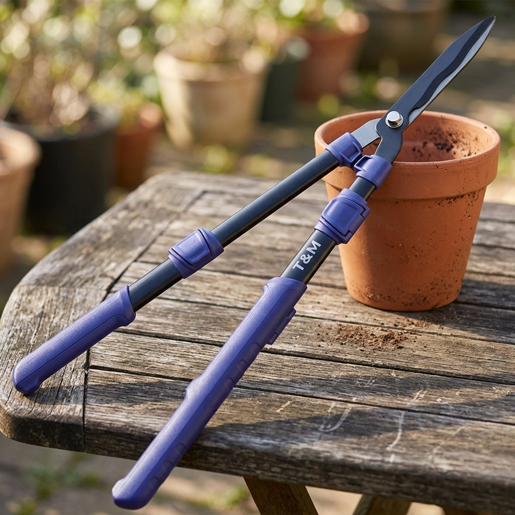 manual hedge trimmer with steel wavy blade